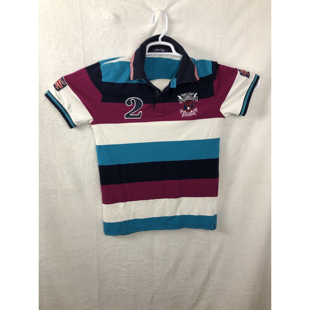 Z-One Shirt Mens Extra Large Polo Rugby Crest Number‎ 2 UK Flag Striped XL